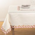 Saro Lifestyle SARO  72 in. Square Candy Cane Tablecloth  Ivory 1633.I72S